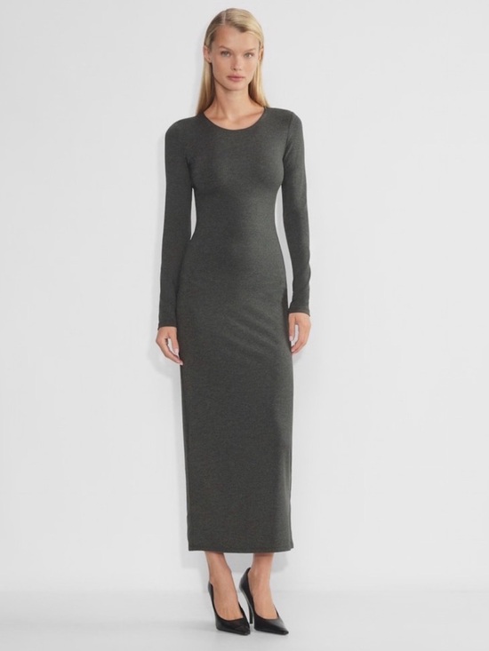 Aritzia Dresses & Skirts - Aritzia Contour Crew Long-sleeve Maxi Dress Heather Charcoal